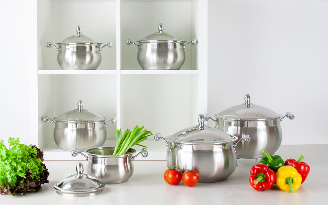 SQ Professional Lustro Stainless Steel Imperiale Casserole Set of 6 7991 (Big Parcel Rate)