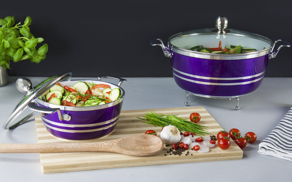 SQ Professional Metallic Die Cast Stockpot Set of 5 Amethyst 4250 A (Big Parcel Rate)