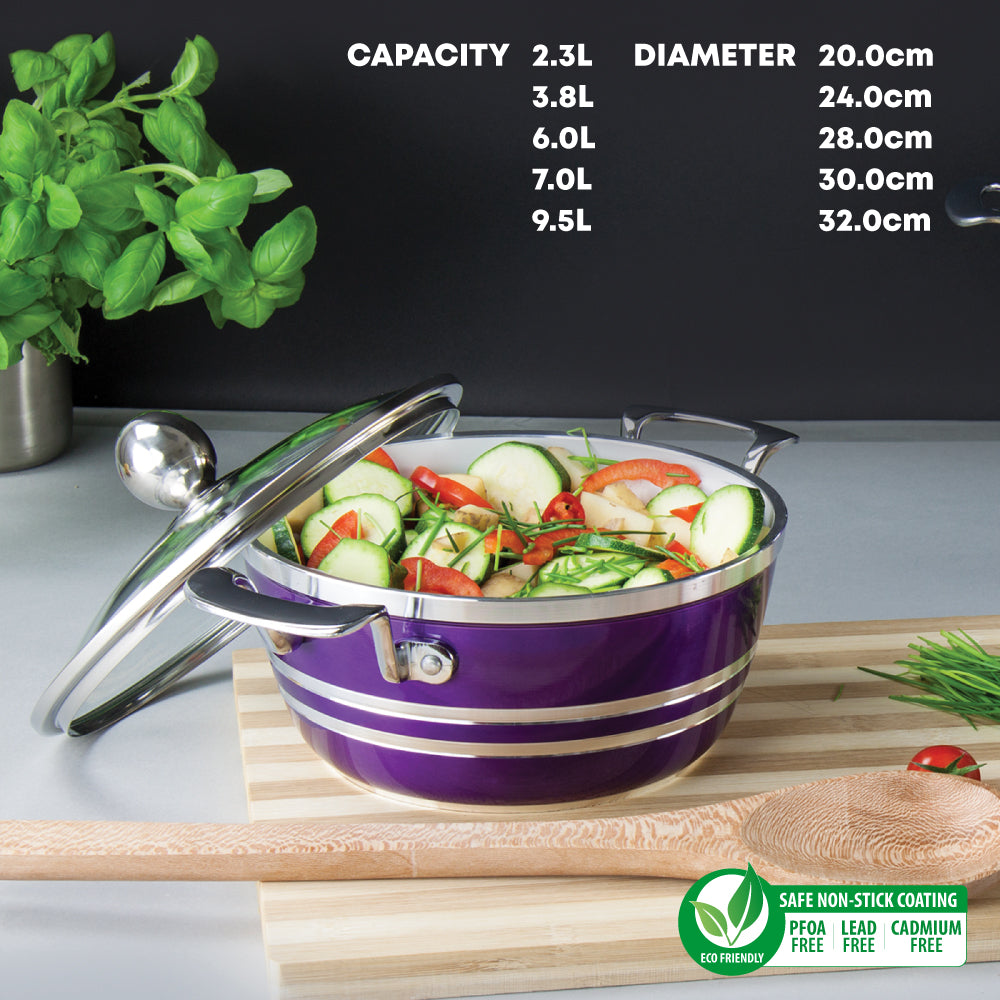 SQ Professional Metallic Die Cast Stockpot Set of 5 Amethyst 4250 A (Big Parcel Rate)