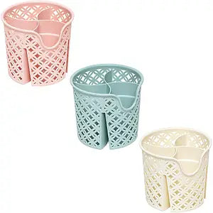 Round Plastic Cutlery Holder 14 x 12 cm Assorted Colours 7438 (Parcel Rate)