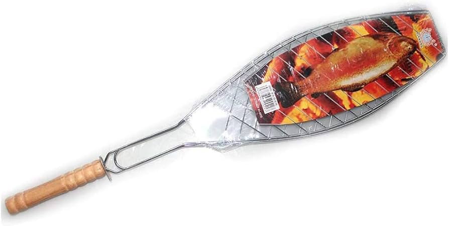 Fish BBQ Grill Chrome Home Outdoors 14072C (Parcel Rate)
