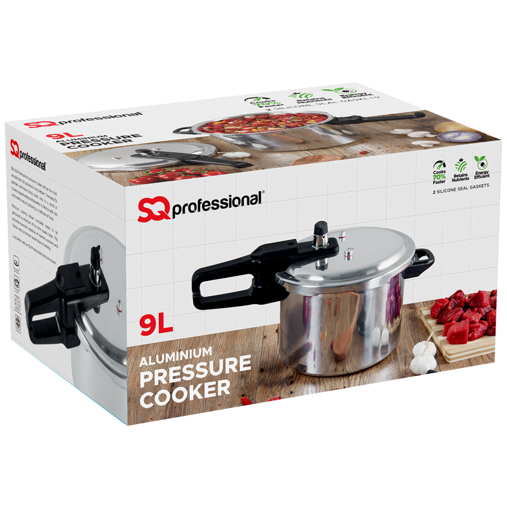 Aluminium Pressure Cooker Stainless Steel 9 Litre 1305 9LTR (Big Parcel Rate)p