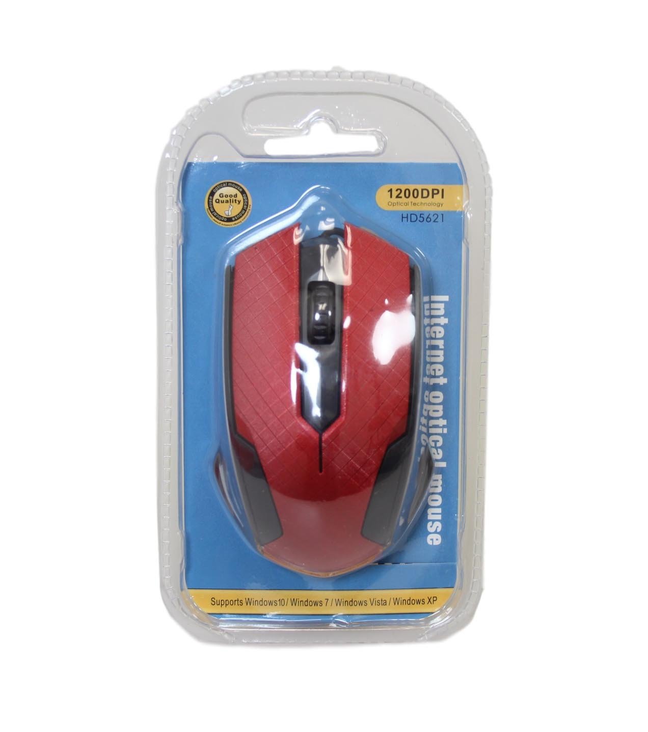 Internet Optical Mouse Computer Wired Mouse 14 cm Assorted Colours 5766 (Parcel Rate)p