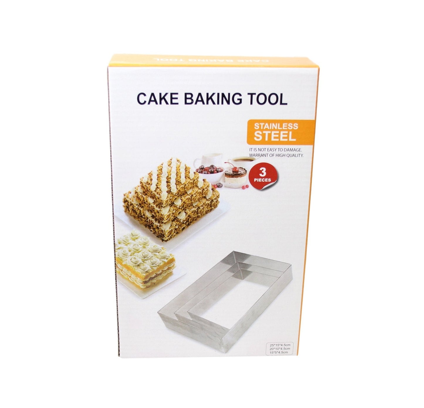 Stainless Steel Cake Baking Tool Rectangle Mould 25cm 20cm 15cm 5917 (Parcel Rate)