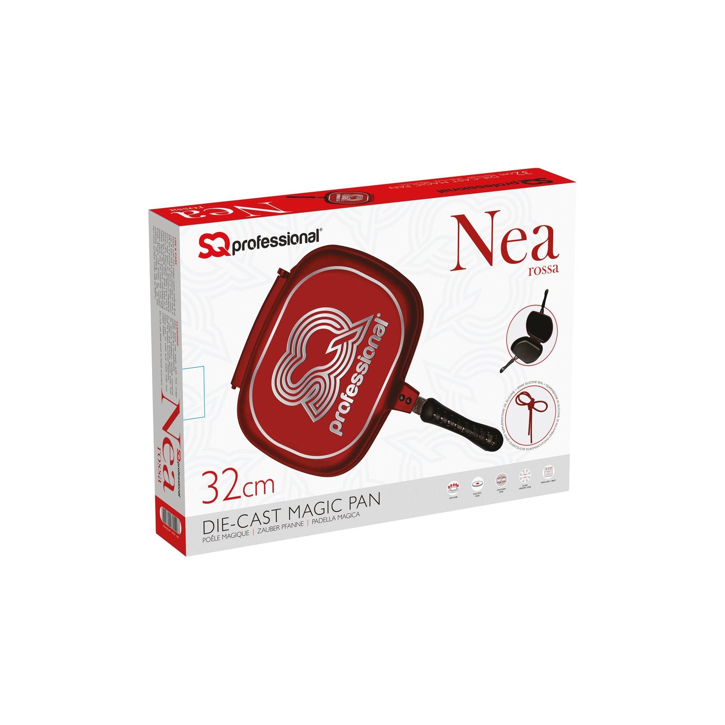 SQ Professional Nea Rossa Die Cast Magic Pan 32cm Double Sided Red 4680 (Parcel Rate)