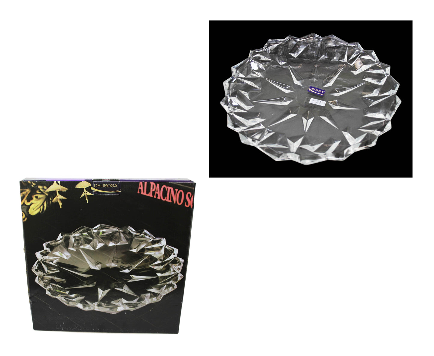 Crystal Cut Serving Glass Aesthetic Durable Party Wedding Serving Gift Glass Tray 33cm DL006 (Parcel Rate)
