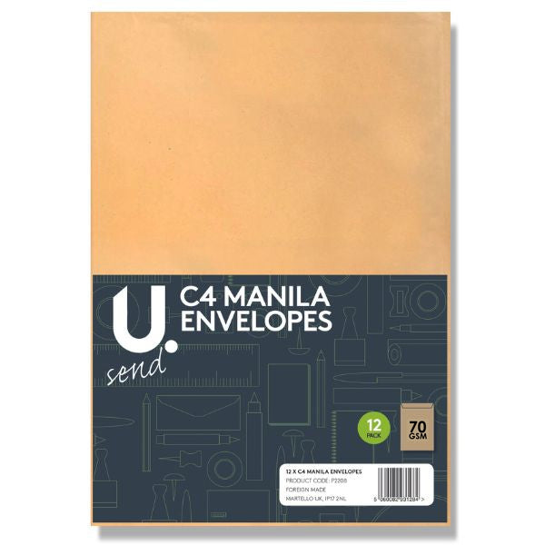 12 Pack Manila C4 Envelopes Office Supplies Home Use Envelopes P2208 (Large Letter Rate)