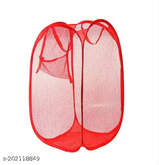 Foldable Easy Storage Mesh Fabric Laundry Basket 36 x 58 cm Assorted Colours 5817 (Parcel Rate)