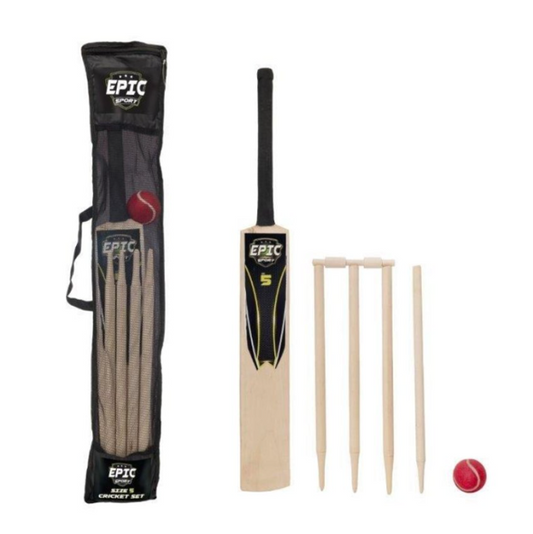 Cricket Set Size 5 Bat Ball Wickets Wooden Garden Outdoor Fun Kids Children 1379983 ( Parcel rate )