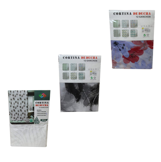 Bathroom Peva Shower Curtain Assorted Design 180cm x 200cm 5740 (Large Letter Rate)p