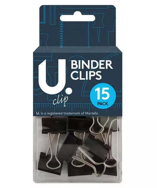 Binder Clips 15 Pack One Size School Home Office Use Binder Clips 19mm P2352 (Large Letter Rate)